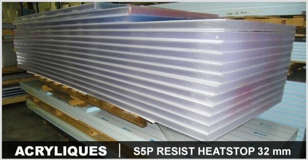 PLEXIGLAS  S5P RESIST HEATSTOP 32mm largeur 1230 mm